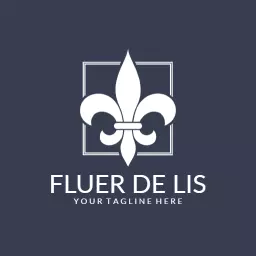 Elegant White Fleur De Lis Design on Dark Background Logo Template
