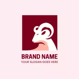 Elegant White Goat Design on Soft Pink Background Logo Template