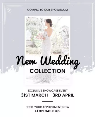Elegant White New Wedding Collection Showcase Poster Template