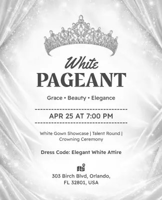Elegant White Pageant Event Poster Template
