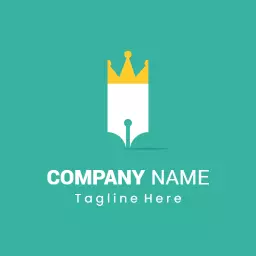 Elegant White Pen Design with Yellow Crown for Company Logo Template