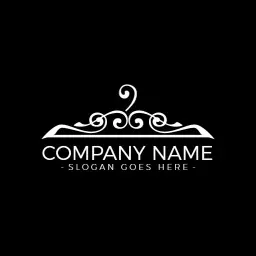 Elegant White Scroll Design for Premium Clothing Brand Logo Template
