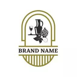 Elegant Wine Bar Design Featuring Grapes and Glass Logo Template