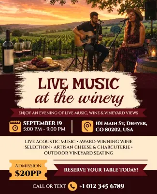 Elegant Winery Live Music Event Flyer Template