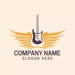 Elegant Winged Guitar Design Representing Musical Style Logo Template