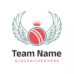 Elegant Winged Red Cricket Ball Emblem for Team Logo Template