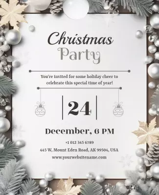 Elegant Winter Themed Christmas Party Invitation Poster Template