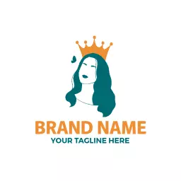 Elegant Woman with Crown Symbolizing Queen Branding Logo Template