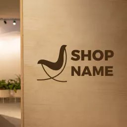 Elegant Wooden Shop Mockup Showcasing Modern Design Logo Template
