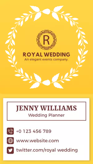 Elegant Yellow Floral Wedding Planner Business Card Template