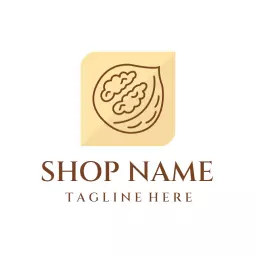 Elegant Yellow Walnut Design Promoting Healthy Snacking Logo Template
