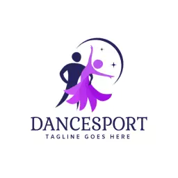 Elegantly Dancing Couple Showcasing Dancesport Spirit Logo Template