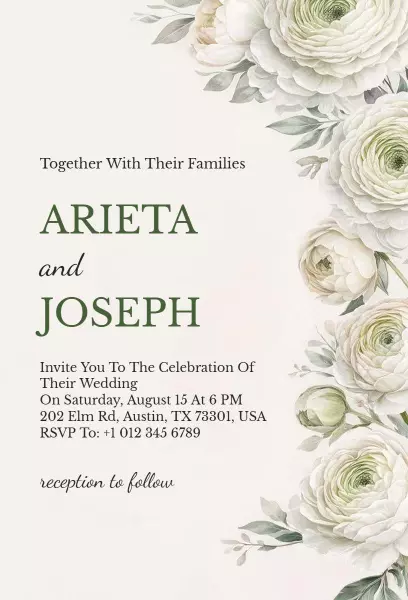 Elegantly Floral Wedding Celebration Invitation Template