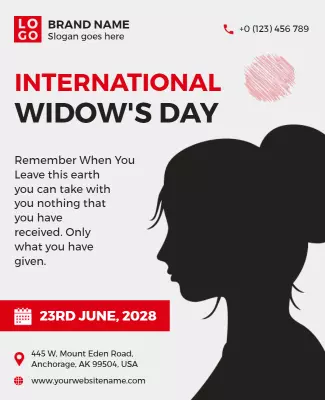 Elegantly Simple International Widow's Day Awareness Poster Template