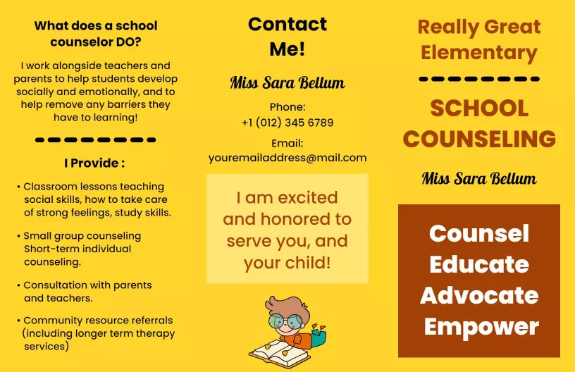 Elementary School Counseling Services and Support Brochure Template