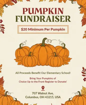 Elementary School Pumpkin Fundraiser Flyer Template