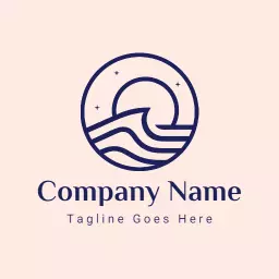 Embrace Nostalgia with a Vintage Sunset and Waves Logo Template