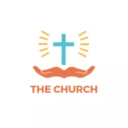 Embracing Faith with Colorful Hands and Cross Church Logo Template