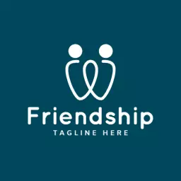 Embracing Togetherness in a Deep Teal Friendship Logo Template