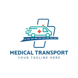Emergency Medical Transport on Road Symbolizes Healthcare Logo Template