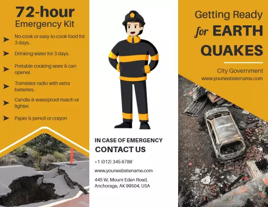 Emergency Preparedness Guide for Earthquake Safety Brochure Template
