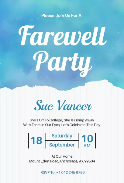 Emotional College Farewell Party Celebration Invitation Template