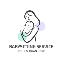 Emotional Connection Between Parent and Child in Babysitting Logo Template