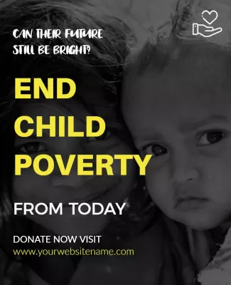 Emotive Black and Yellow Charity Campaign Poster Template