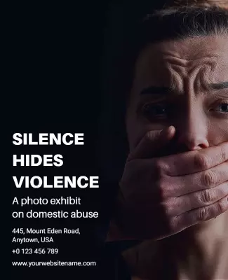 Emotive Dark Photo Exhibit on Domestic Abuse Poster Template