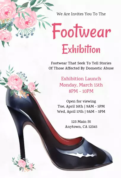 Emotive Footwear Stories Domestic Abuse Awareness Exhibition Invitation Template