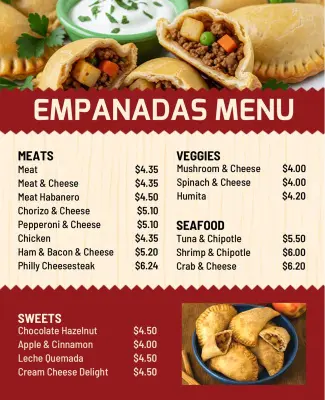 Empanadas Variety Menu Template
