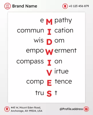 Empathy-Focused Red Midwives Empowerment Communication Poster Template
