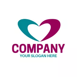 Emphasizing Love with Bright Teal and Purple Heart Logo Template