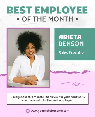 Creative Pink Recognition Employee of the Month Flyer Template