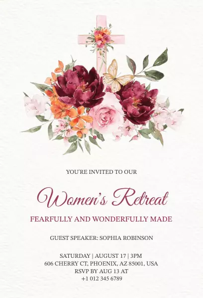 Empowered Women's Retreat Spiritual Growth Event Invitation Template