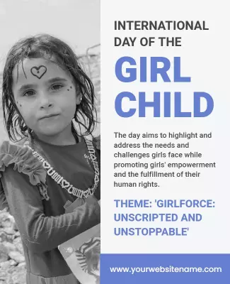 Empowering Black and White International Day of the Girl Child Poster Template