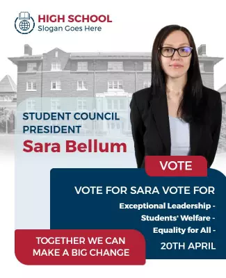 Empowering Blue Student Council Election Poster Template