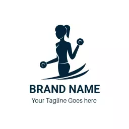 Empowering Female Fitness Enthusiast Lifting Weights Logo Template