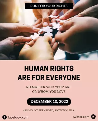 Empowering Hands United for Human Rights Awareness Poster Template