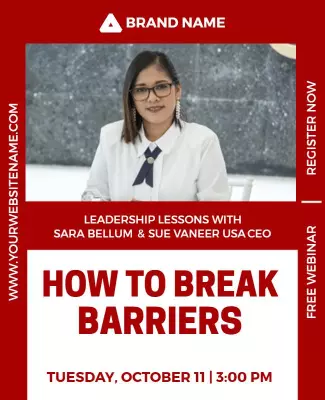 Empowering Leadership Webinar on Breaking Barriers Poster Template