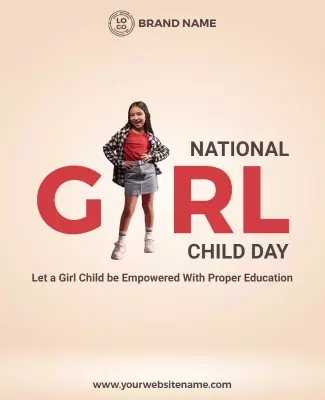 Empowering National Girl Child Day Education Awareness Poster Template