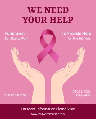 Empowering Pink Charity Fundraiser for Sick Kids Poster Template