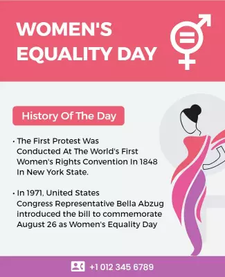 Empowering Pink Women's Equality Day Awareness Poster Template