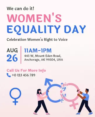 Empowering Pink Women's Equality Day Celebration Poster Template