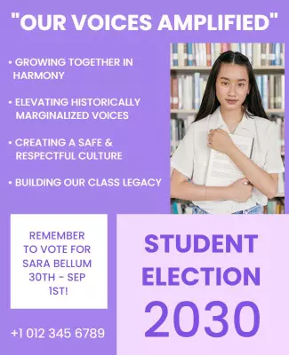 Empowering Purple Student Election Advocacy Poster Template