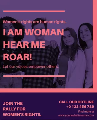 Empowering Purple Women's Rights Rally Poster Template