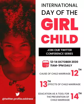 Empowering Red International Day of the Girl Child Poster Template