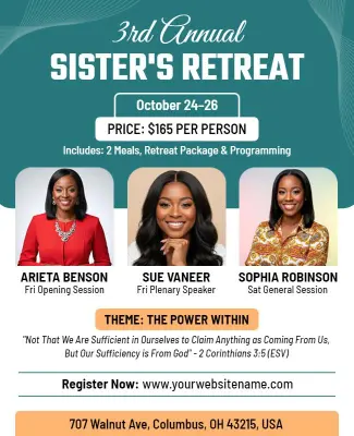 Empowering Sisterhood Retreat in October Announcement Flyer Template