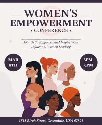 Empowering Women Leaders in Elegant Conference Flyer Template