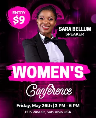 Dynamic Pink Elegant Women's Conference Flyer Template